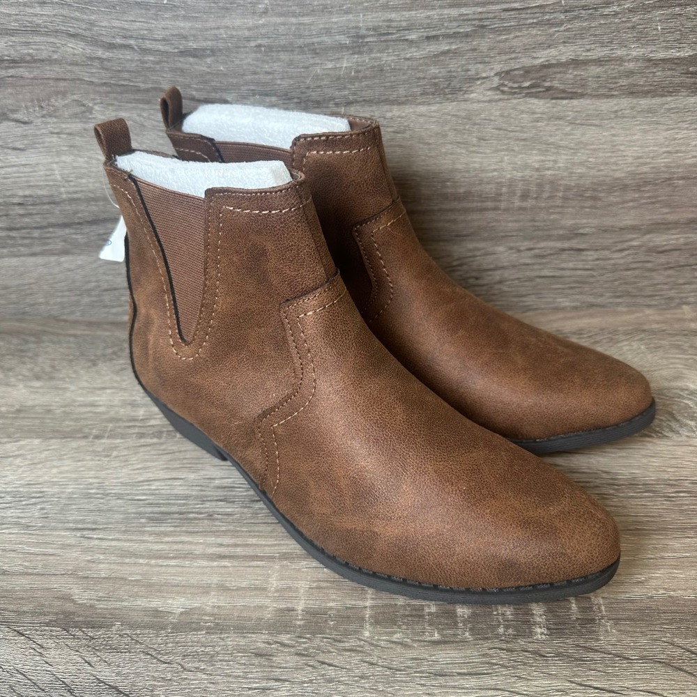 Arizona Major Ankle Boots Women's 7.5 Brown Faux Leather Western Pointed Toe
